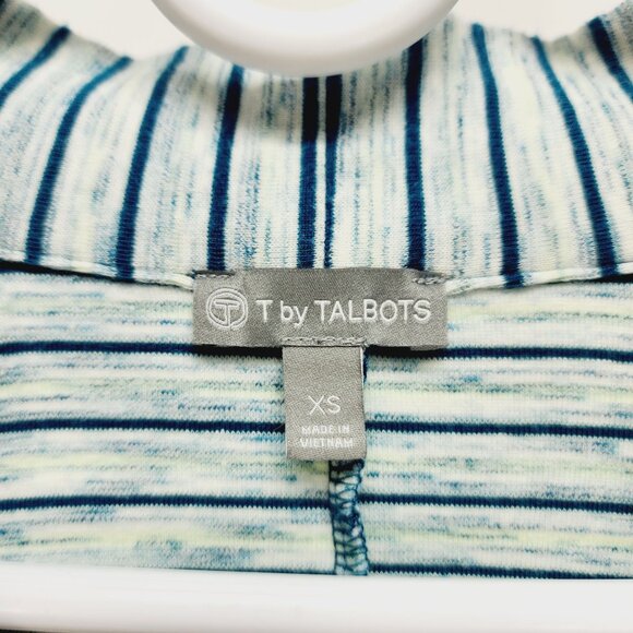 T By Talbots Striped Open front Sweater Cardigan Womens Size XS blue & White - Picture 3 of 10